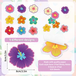 JarThenaAMCS 810 Sheets Hibiscus Flower Sticky Note Colorful Hawaiian Floral Self Adhesive Notepad Removable Memo Pad for Summer Home School Office Supplies