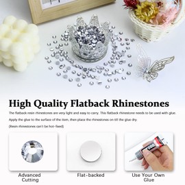 Briskbloom 4500PCS SS12 3mm Resin Flatback Rhinestone, Clear Flatback Rhinestones for Nails, Tumblers, Mugs, Bottles, Craft Decoration, Loose Bling Glitter Diamond Stone