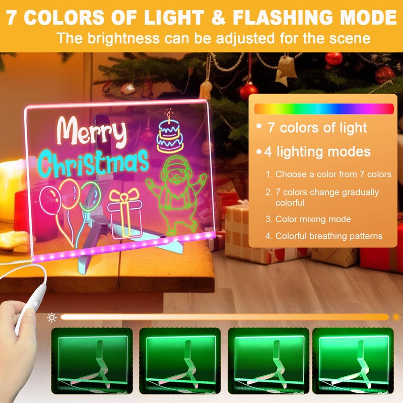 YUYIUS LED Acrylic Message Board, Light Up Acrylic Dry Erase