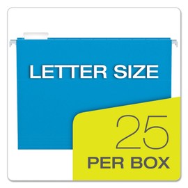Pendaflex 81603 Colored Hanging Folders, 1/5 Tab, Letter, Blue, 25/Box