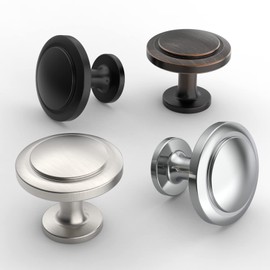 FURNIWARE 12 Pack Cabinet Hardware Sturdy Knobs, Kitchen Door Cabinet Brushed Satin Nickel Antique Solid Knobs - 1-1/4" (30mm) Diameter