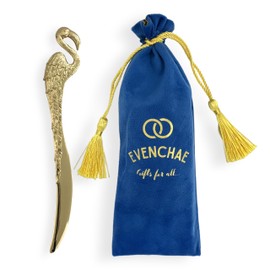 Evenchae Flamingo Letter Opener, Elegant Gold Finish, Desk Accessory for Envelopes & Mail, 7.75 in L