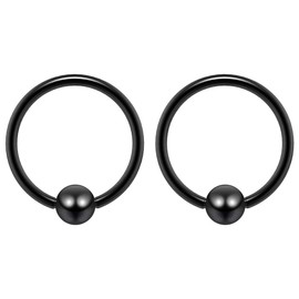 2pc Black 1mm 18g Ball Closure Ring Captive Bead Piercing Lip Tragus Septum Cartilage Navel Forward Helix Rook Nose Navel Bar Banana Conch - 8mm