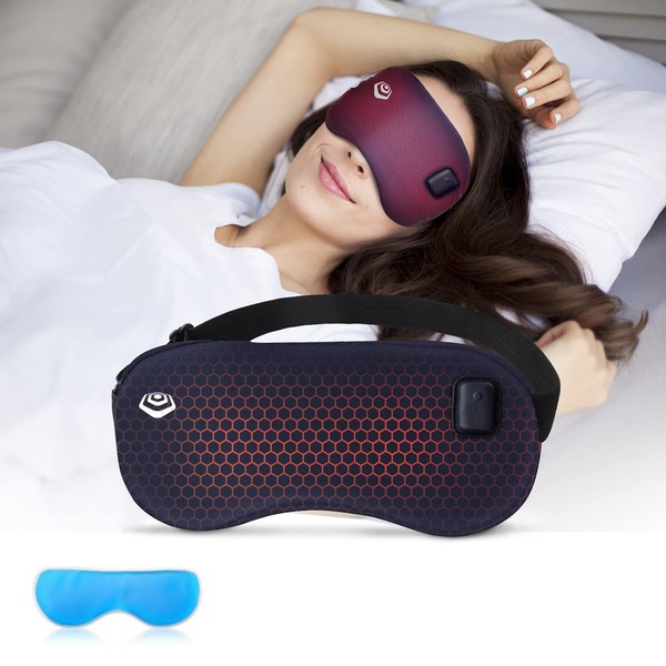 Sleep Mask for Women Men 100% Silk, Weighted Eye Mask for Sleeping with Cooling & Heated Graphene Eye Mask Improving Dry Puffy Eyes, Light Blocking Sleeping Mask