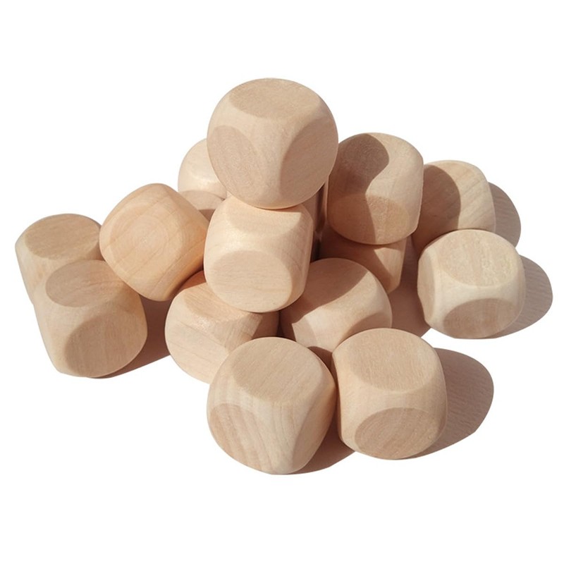 20 Pieces Wooden Cubes Blank DIY - Unpainted Cube Simple