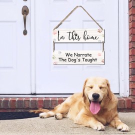 In This Home We Narrate the Dog’s Thoughts Wooden Sign, Funny Dog Decor, Rustic Plaque 11.8x3.2 Inches Each, Perfect for Dog Lovers, Home, Living Room, Pet Themed Decor, Dog Lover Gifts.(027)