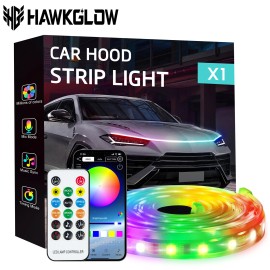 HAWKGLOW Car Hood LED Light Strip 12V Multi-Color Dynamic Decorative Atmosphere HAWKGLOW