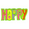Happy Green Lettering Saying Sew-On Patch for Iron-On or Sew