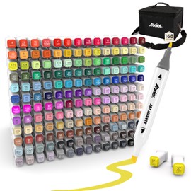 ABEIER Alcohol Markers, 168 Colors Dual Tip (Fine & Chisel) Art, Coloring Markers for Adults Kid, Ideal for Book Drawing Sketching Painting, Card Making, Includes 1 Colorless Blender