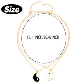 HLenyoy 2 Matching Yin Yang Bff Couples Necklace Friendship Girlfriend Women Men Best Friend Necklace Gifts for Valentine's Day Birthday, Stainless Steel