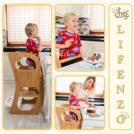 4-in-1 Toddler Tower - Montessori Kids Kitchen Step Stool - Standing Tower - Toddler Kitchen Stool Helper - Adjustable Wooden Step Stool, Chalkboard, High Chair & Rocker, Ages 1-6