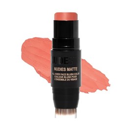 Nudestix Nudies Blush Stick – 3-in-1 Cream Blush for Cheeks, Eyes & Lips with Built-In Brush | Soft Matte Finish for a Natural Flush | Nude Peach