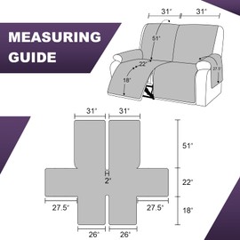 MeilleMaison Recliner Sofa Slipcover Couch Covers for 2 Cushion Couch, Non Slip Reclining Loveseat Cover with Elastic Straps, Furniture Protector for Kids, Pets (2 Seater, Wine/Tan) (MMCLKR02C8)
