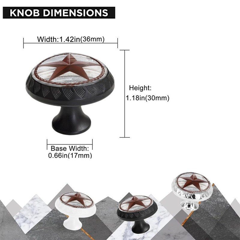 Elohiym 6 Pack Black Drawer Pulls Knobs, Western Texas Star