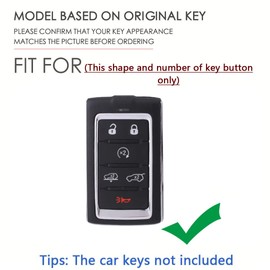 SANRILY Premium Leather Key Fob Cover for Jeep Grand Wagoneer 2022 Grand Wagoneer L 2023 Keyless Entry Full Protection 6 Button Key Protector Case with Keychain Black