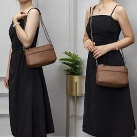 Idesort Small Crossbody Bag for Women Soft Vegan Leather Shoulder Purses Handbags with wallet Brown