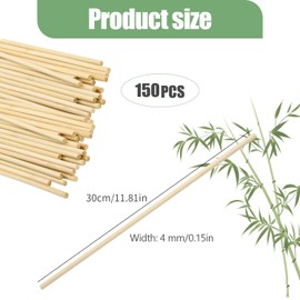 GZGXKJ Pack of 150 Wooden Sticks for Crafts 300 mm x 4 mm Round Rod Wooden Dowel Rods Suitable for Furniture Decoration, Model Making and DIY Crafts