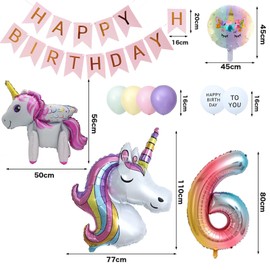 Unicorn Birthday Balloons, Balloons, For 6 Years Old, Girls, Birthday Decoration, Unicorn Balloons, Happy Birthday Garland, Numbers, Balloons, 6, Birthday Party Decoration, Set, Simple, Decorative,