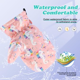 Baby Winter Waterproof Gloves Toddler Boys Girls Ski Snow Mittens Kids Fleeced Lined Warm Gloves (Pink Seahorse, S(3-12 Months) no Thumbs)