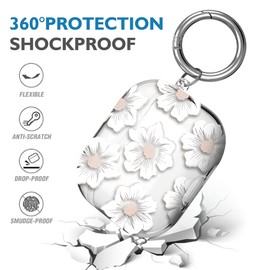 Maxjoy for AirPods 3 Case, Clear AirPod 3rd Generation Case for Women Men Cute Soft Protective AirPods 3 Cover with Keychain for AirPod 3rd Generation Charging Cover 2021, Hollyhock