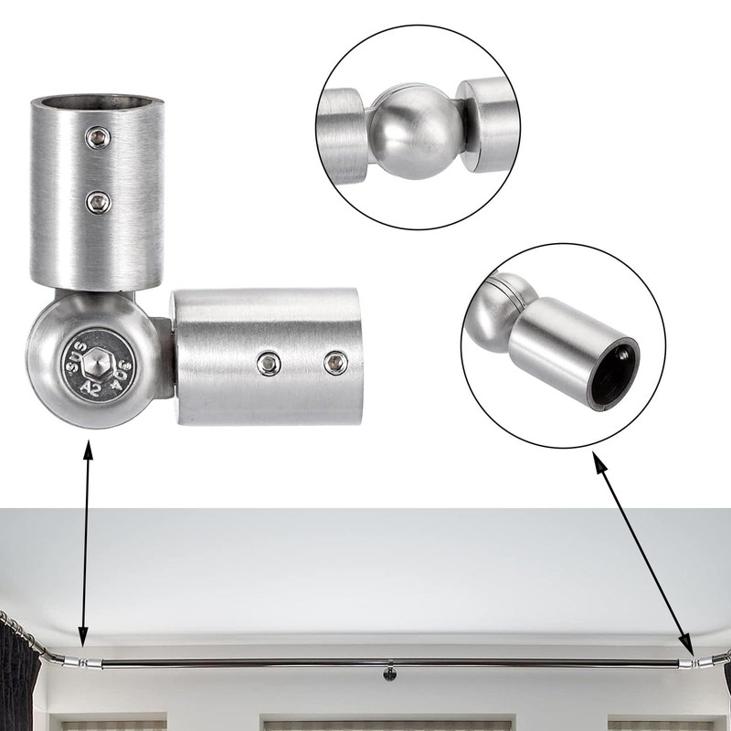 Cokritsm 2 x Corner Connectors for Curtain Rods, Adjustable Curtain