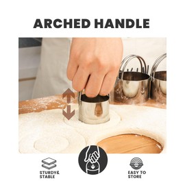 BS-VOG Ausstechformen 5-teiliges Set, Cookie cutter mit Griff, Edelstahl Runder Ausstecher zum Backen, Professionelles Kreis-Ausstecher-Tool für Backliebhaber und Hobbybäcker