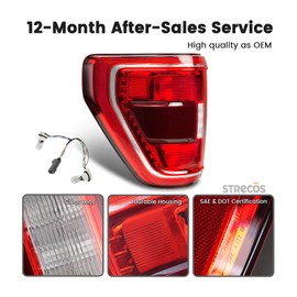 Tail Light Compatible with 2021 2022 2023 Ford F150 XL XLT Halogen Type Taillight w/Blind Spot Rear Turn Signal Brake Lamp Assembly Replacement ML3Z13405C (Left Driver Side)