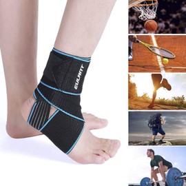 EULANT Ankle bandage 1 Stück, Knöchelschoner 85cm, Hochelastisch Achillessehne Bandage für Volleyball Fußball Laufen Radfahren,Blau
