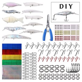 DIY Fishing Lure Kit Blank Minnow Crankbaits Hard Bait 280pcs Unpainted Fishing Lures Bodies Set Fishing Treble Hooks Fishing Split Rings DIY Fishing Tackle Kit