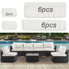 Only choice 14-Piece Waterproof Outdoor Patio Cushion Covers with Zipper - Replacement for 7 Pieces 6 Seater Outdoor Furniture Sofa Covers Only for Sofa, Couch, Furniture (Cover ONLY)