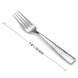 KEAWELL Premium 8-Piece 7.6 inch Louis Hammered Fork Set, 18/10 Stainless Steel, Squared Edge with Smooth Rounded Edges for Enhanced Comfort, Dishwasher Safe (8, 7.6" Salad Fork)