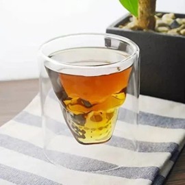 Quality Set De 3 Vasos Tequileros Calavera Cráneo Cristal Chico