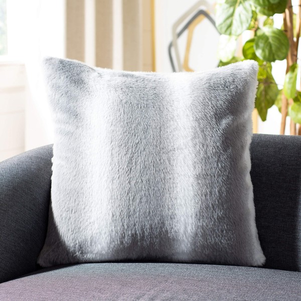 Safavieh Mercia 20-inch Grey and White Stripe Faux Fur Decorative