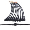 WESIRI 5Pairs 3 Core 3pin Black Pigtail Plastics Waterproof IP65