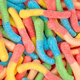 Kervan Candy Bebeto Sour Neon Worm Gummies - Fruity, Soft & Sour Gummy Candy Bulk for Kids, Gift Snacks and Parties - Candy Worms Party Size Bag (5 lbs)