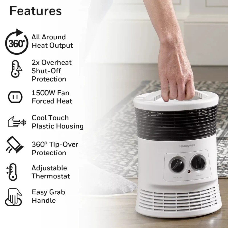 HONEYWELL 360 SURROUND FAN FORCED HEATER HHF360V, WHITE *NEW