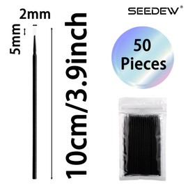 50 Pieces Microswabs for Eyelash Extensions, 10CM Lash Cotton Swabs, Microfiber Wands Brush for Lash Removal, Clean Mascara (Simple Packaging)-(Black)
