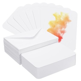 PATIKIL 30 Sets Pure Cotton Watercolor Cards 140lb/300 GSM Postcards Rounded Corners with Envelopes for Art Painting Creative Thank Notes, 5x7 Inch