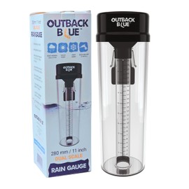 Outback Blue Professional Rain Gauge - 11" High Capacity Precipitation Measure Tool, Accurate to 0.01 Inch, Weather Resistant, Easy Read, for Garden, Farm, Meteorology - Australian Made