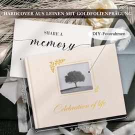 Lanpn Funeral Guest Book, Celebration of Life Memorial Book with Photo Window, Condolence Book to Fill in, Funeral Guestbook, Funeral Guestbook, Memory Book for Celebration of Life, Beige