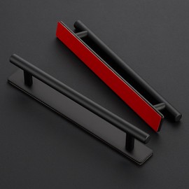 Ravinte 8 Pack Adhesive Cabinet Handles, Stick on Black Cabinet Handles Peel and Stick Push Pull Helper for Kitchen Cupboard Window Sliding Closet Door Pulls - 8.35" Length