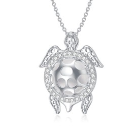 SHINYKEND Freshwater Pearl Turtle Necklace for Girls Women, 925 Sterling Silver CZ Sea Turtle Pendant Jewelry Gifts Valentine's Day Birthday Mother’s day (Turtle Pearl)