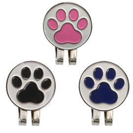 Ikiretmua Golf Marker Paw Magnetic Golf Marker Clip with Hat Clip Pedestal Magnetic Clip Golf Equipment Golf Goods Father's Day Gift (Pink + Black + Blue (Set of 3))