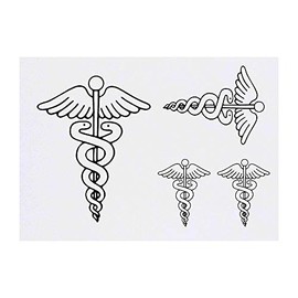 Azeeda 4 x 'Caduceus-Symbol' Temporäre Tattoos - Wasserfest, Hautfreundlich & Ungiftig · Transfers in Verschiedenen Größen (TO00012228)
