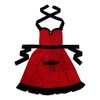 Ragged Rose Frilly Apron, cotton, Red with Black, one Size