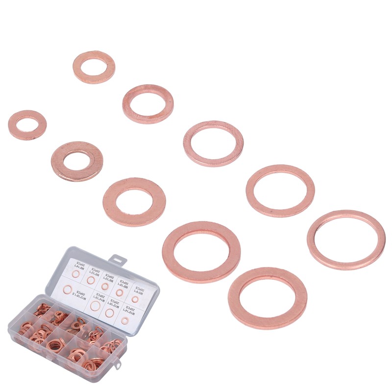 200Pcs Oil Drain Plug Gasket Red Copper Heating Processing 9