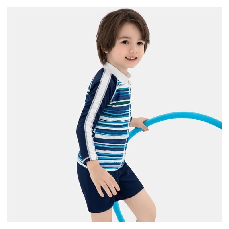 Teddy キッズ 水着 男の子 長袖ラッシュガード ショートパンツ スイム帽子 3点セット UPF50+ kids505