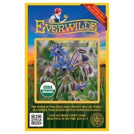 Everwilde Farms - 75 Organic Borage Herb Seeds - Gold Vault Packet