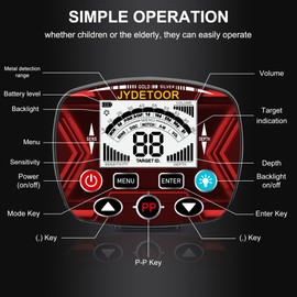 2023 Updated Metal Detector for Adults Professional Professional Gold Detector for Treasure Hunt, 5 Detection Modes IP68 Waterproof 10" Search Coil, High Accuracy, Strong Memory Mode, with Headphone