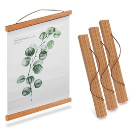 ZOLGINAH Pack of 3 Poster Strips, A4 Wooden Picture Frame, 21 cm, Magnetic Picture Rail, Poster Hanger, Poster Roll for Hanging Posters, Photos